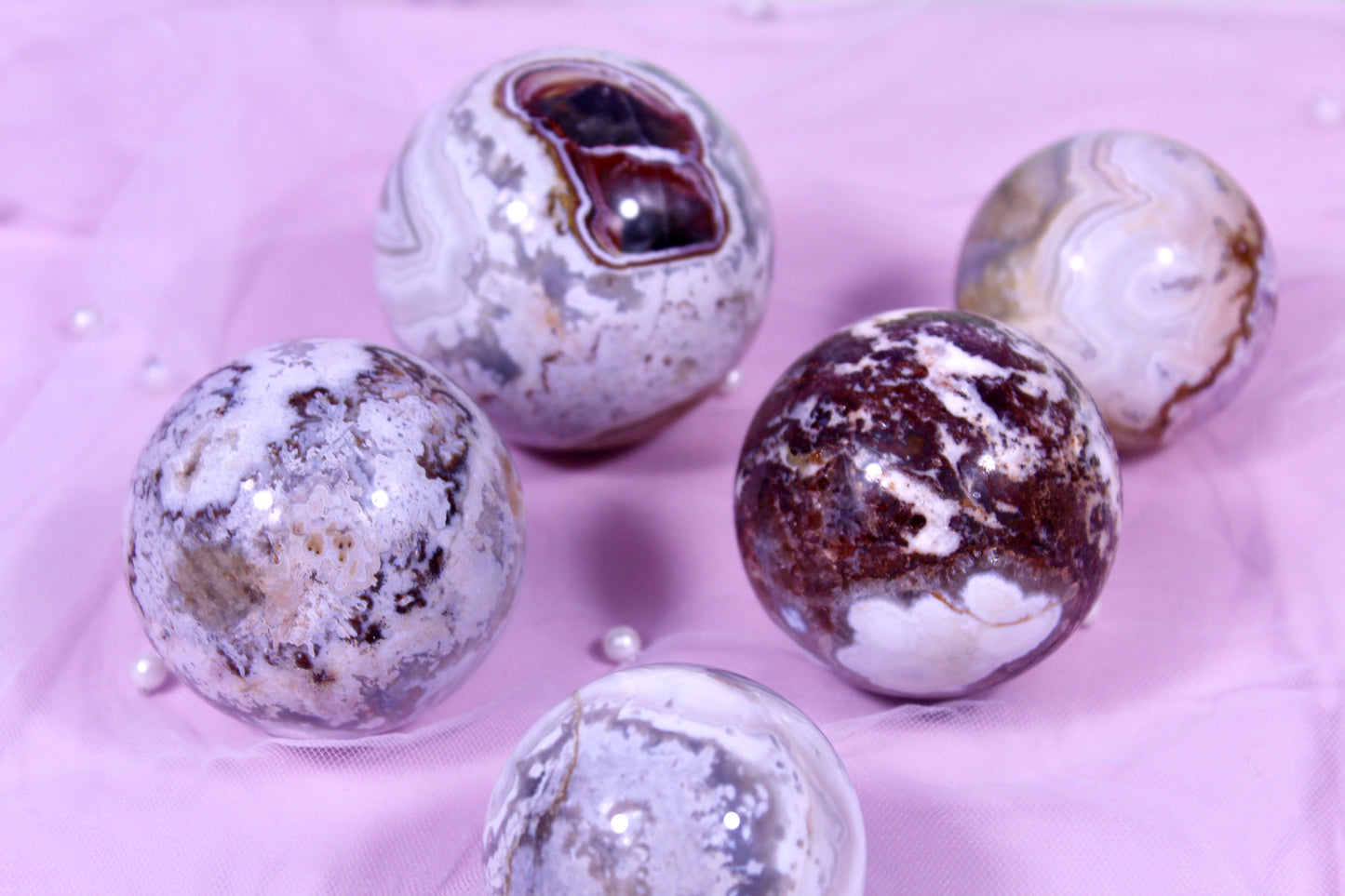 Mexican crazy lace agate spheres