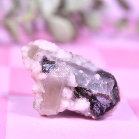 Anglesite x calcite x quartz specimen *UV Reactive*