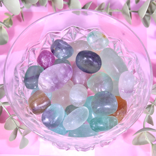 Fluorite tumbles