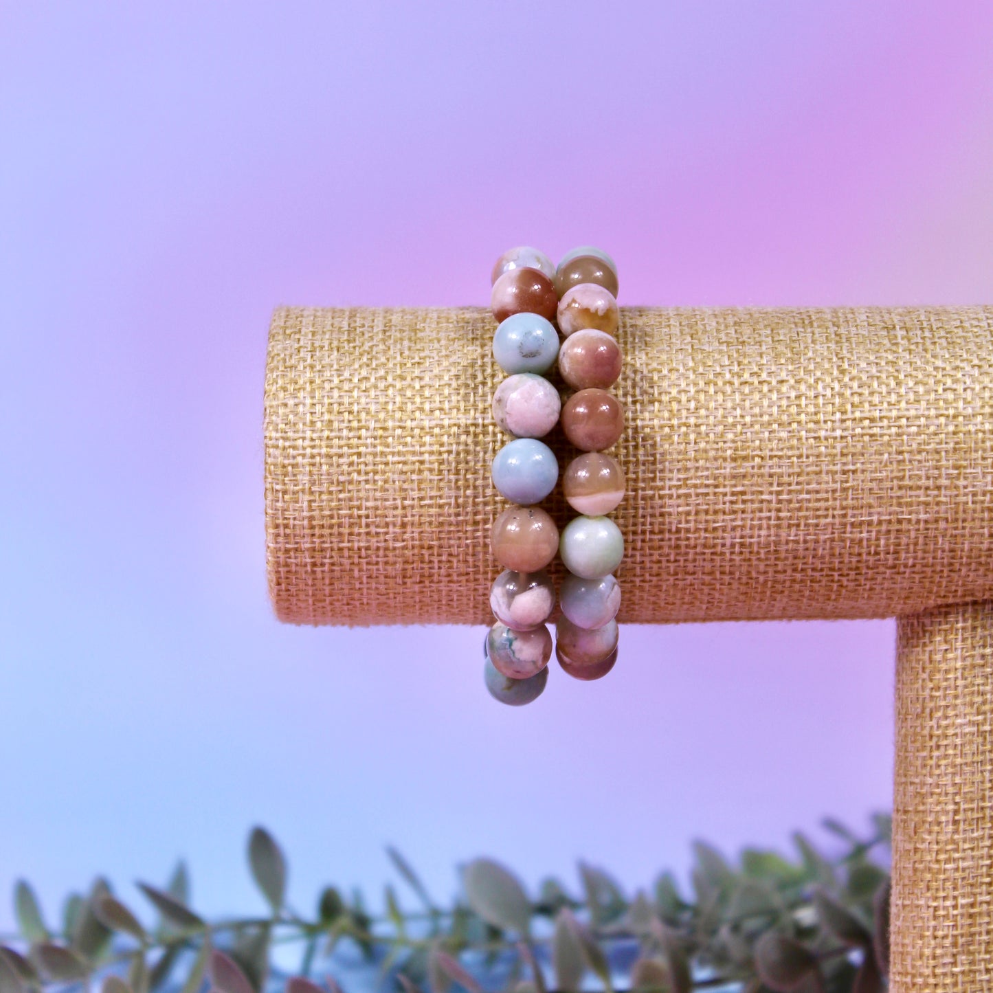 Green flower agate bracelet