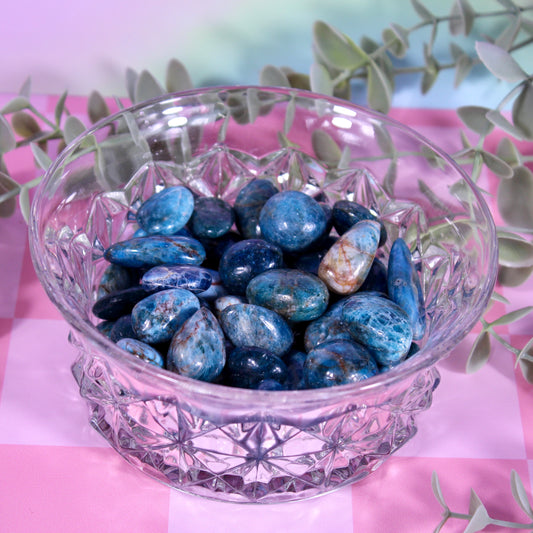 Small Blue apatite tumbles