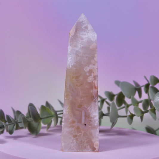 Pink Amethyst x Flower Agate Tower #14