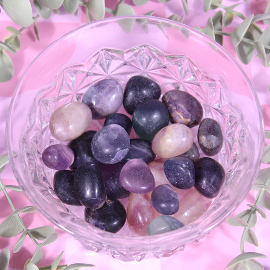 Rainbow fluorite tumbles