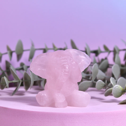 Rose quartz elephant