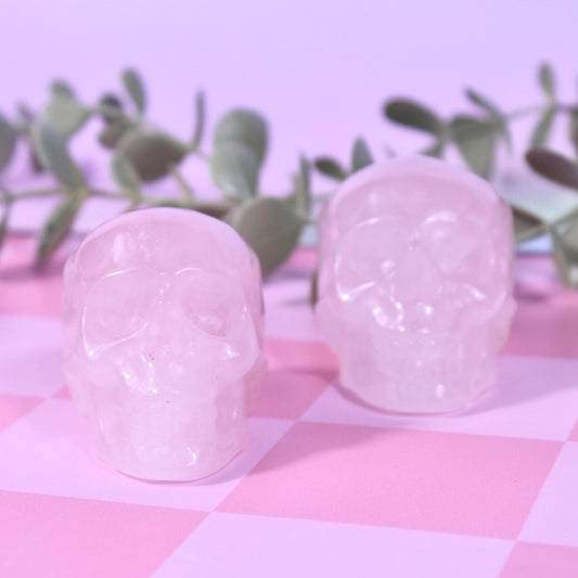 Rose quartz skulls