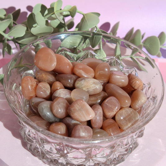 Peach moonstone x sunstone tumbles
